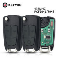 KEYYOU พลิกกุญแจรถระยะไกล433เมกะเฮิร์ตซ์ PCF79417946สำหรับ Opelvauxhall Astra H 2004-2009 Zafira B 2005-2013 Corsa D Vectra C 23B