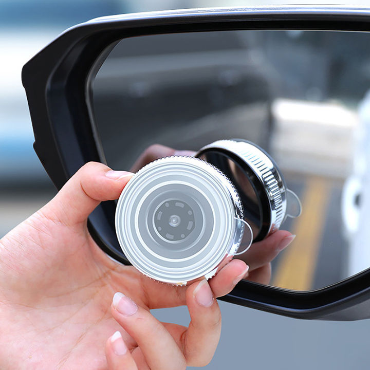 เฟยตง-กระจกส่องจุดบอดกรอบทรงกลม2ชิ้น360องศา-อุปกรณ์ตกแต่งรถยนต์กระจกมองหลังใสมุมกว้างปรับได้