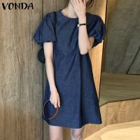 ❍ Vonda ชุดเดรสสั้น คอกลม แขนสั้น สไตล์เกาหลี แฟชั่นฤดูร้อน สําหรับผู้หญิง