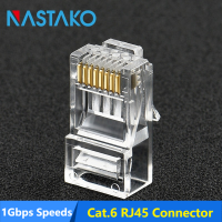 NASTAKO 50100pcs Cat6 RJ45 Connector Cat 6 Modular Plugs Cat6 Network Ethernet UTP Cable Crystal Plug 8P8C RJ45 Connectors