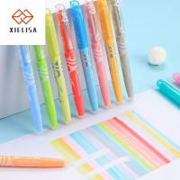 XIELISA วินเทจ สีลูกอมสี อุปกรณ์เขียน กราฟฟิตี เครื่องหมายจุดกุญแจ การวาดภาพ ปากกาวิเศษพร้อมยางลบ ปากกามาร์กเกอร์เรืองแสง ปากกาวาดภาพสีพาสเทล ปากกาเน้นข้อความลบได้