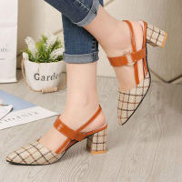 Lady Shoes New Hollow Coarse Sandals High-heeled Shallow Mouth Pointed Pumps Work Women Female y High Heels Zapatilla Lattice