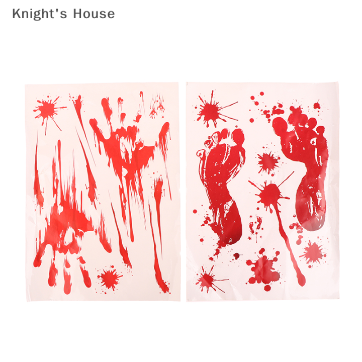 knights-house-สติกเกอร์เลือดฮาโลวีนรูปลอกติดผนังฮาโลวีนสร้างฉากสยองขวัญรอยเลือดติดหน้าต่างพื้นสำหรับในร่มกลางแจ้ง