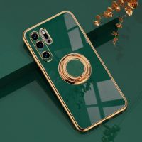 {Taoyitao เคส} เคสซิลิโคนชุบสุดหรูสำหรับ Huawei P30 P50 P40 P20 Pro Mate 20 30 40 50 Nova 5T 7 8ฝาครอบแหวนแม่เหล็ก