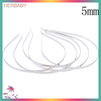 HERBABY ที่คาดผมเงิน5ชิ้นที่คาดผมโลหะแบบ DIY ที่คาดผมห่วงสำหรับงานหัตถกรรมเครื่องประดับศีรษะของเด็กผู้หญิง