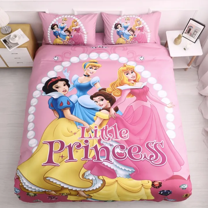 Barbie four-piece cartoon pure cotton princess girl bedding single  children's room three-piece set  | Lazada PH