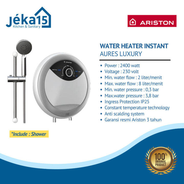Ariston Aures Luxury | Water Heater Listrik Instant | Lazada Indonesia