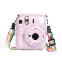 ชุดกระเป๋าถือใส่ของกล้อง PC ที่โปร่งใสสำหรับ Instax Mini 12ภาพกระเป๋าสติกเกอร์ฝามีสายรัดคริสตัลป้องกัน