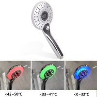 ✲﹍ LED Shower Head Digital 3 Modes Adjust Temperature Sensor Hand Held Bathroom ABS Shower Head High Pressure Water Saving Faucet