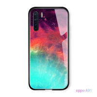 UCUC เคสโทรศัพท์เคสสำหรับ OPPO A91 แก้วโทรศัพท์มือถือกรณีAurora GalaxyอวกาศSky S tarryไล่โทนสีปลอกกรณีกันกระแทกกระจกปกหลัง