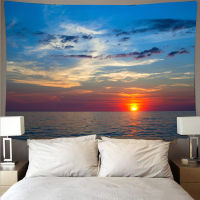 Sea View Tapestry Beach Wall Hanging Beautiful Sunset Psychedelic Background Sky Picnic Blanket Home Decor Large Size 230X150CM