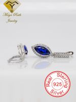 Created Sapphire Dating Earrings For Women Green 925 Sterling Silver White Gold Plated Anniversary Gifts Female Sparkle Charms