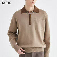ASRV เสื้อสเวตเตอร์เสื้อโปโลโปโลคอปกแขนยาวแฟชั่นสำหรับผู้ชาย