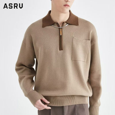 ASRV เสื้อกันหนาว ผช เสื้อกันหนาว ผู้ชาย สเวตเตอร์ชาย sweaters for men เสื้อสเวตเตอร์เสื้อโปโลโปโลคอปกแขนยาวแฟชั่นสำหรับผู้ชาย