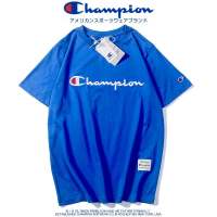 Champion ฤดูร้อนผู้ชายและผู้หญิงขนาดบวกสันทนาการแขนสั้นเสื้อยืดเย็บปักถักร้อยผ้าฝ้ายด้านบน