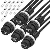 5Pcs Panel Mount Fuse Holder 5x20mm 12V DC 250V AC Screw Cap Fuse Holders with Pre-Soldered Wires and Fast-Blow Glass Tube Fuses Power Points  Switche