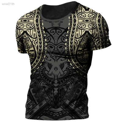 2023 Casual Short Sleeve T-shirt Round Neck Loose 3d Tattoo Print Large Retro Style Summer Fashion Men | - Unisex