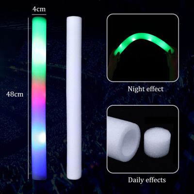 ‘；【-； 1/5Pcs Colorful Glow Sticks Glow In Dark Light-Up LED Sponge Foam Glowing Sticks For Home Halloween Party Decoration Supplies