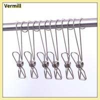 VERMILL เหล็กไร้สนิม ที่หนีบผ้า หางยาวหางยาว ยาวขึ้น คลิปหนีบสะดวก ดูราไบ หนาขึ้น คลิปโครเชต์ถัก บ้านในบ้าน