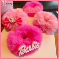 LUCKY HAIRACC สีทึบทึบ ตุ๊กตาบาร์บี้ scrunchie ตุ๊กตาผ้าพลัฌ แฟชั่นสำหรับผู้หญิง เชือกรัดผม ของใหม่ อุปกรณ์เสริมผม ยางรัดผม สำหรับผู้หญิง