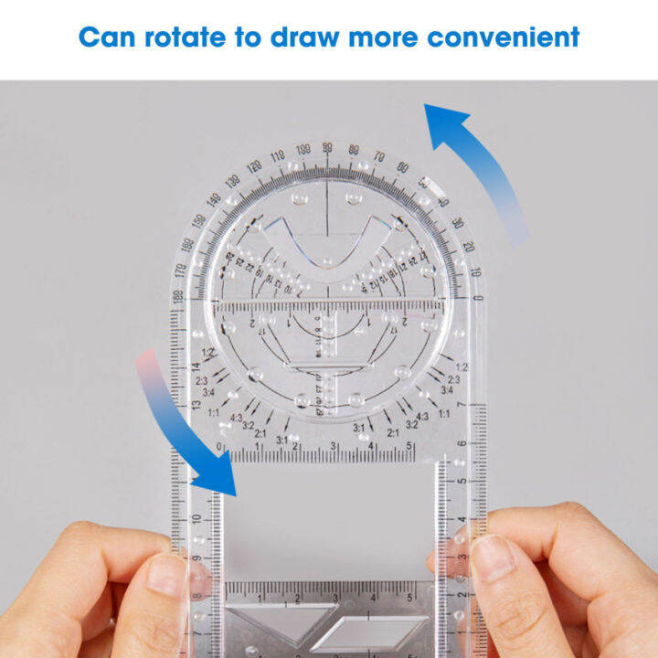 ไม้บรรทัดรูปทรงเรขาคณิตอเนกประสงค์-เครื่องมือวัดแบบร่างเรขาคณิตสำหรับโรงเรียนสำนักงานและสถาปัตยกรรม