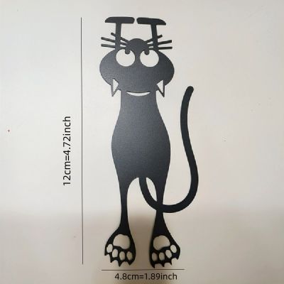 ที่คั่นหนังสือการ์ตูนสามมิติที่คั่นหนังสือแมวกลวงที่สร้างสรรค์ลูกแมวสีดำที่คั่นหนังสือโลหะแบบแขวน