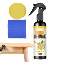 Beeswax Furniture Polish Anti-Crack Wood Polish Wax Spray with Sponge and Cloth Furniture Floor Wax for Wood Furniture Leather Marble Ceramic Tiles workable