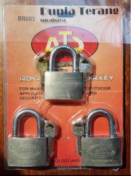 Ats Gembok Putih Master Key Ukuran 60mm Isi 3pcs Iron Padlock 60 Mm