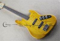 Custom 4 string transparent yellow bass guitarJA bassASH bodymaple neck rosewood fretboardchrome button