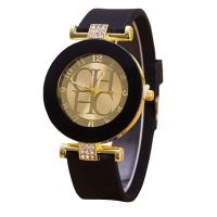 （A Decent035）2022 NewFashionGeneva WatchQuartz FemaleGold Silicone LadiesWatch Zegarek Damski