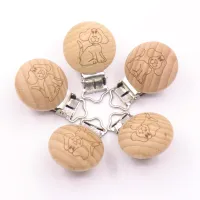 Puppy Beech Clamp Wooden Feather Pacifier Chain Soother Accessories Of Diy Dummy Clip Chains Wooden Baby Teether 5pcs Recommend Clips Pins Tacks