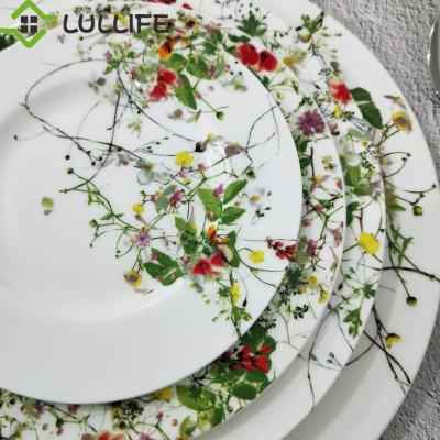 China Bone Porcelain Glaze Flat Steak Dessert Serving Plate Tableware Dinner Set Charge Plate Round Decorative Food Dish