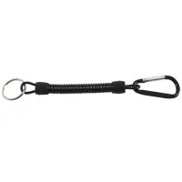 Key ring, with carabiner and spiral cable, 13 cm, random color