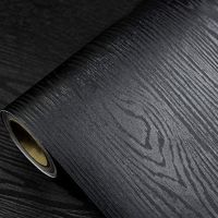 Wokhome Black Wood Self-Adhesive Wallpaper Roll Countertop Furniture Kitchen Wall Waterproof Vinyl Peel and Stick Wall Stickers