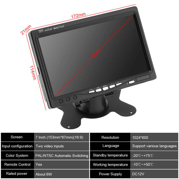 1024x600หน้าจอหลักในรถยนต์-av-lcd-tft-อินเตอร์เฟซ-vga-แบบมัลติฟังก์ชั่น7นิ้ว