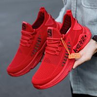 Red Mesh Sneakers Men Shoes Summer Breathable Outdoor Walking Shoes For Man Comfort 2023 New Non-slip Lace Up Casual Shoes