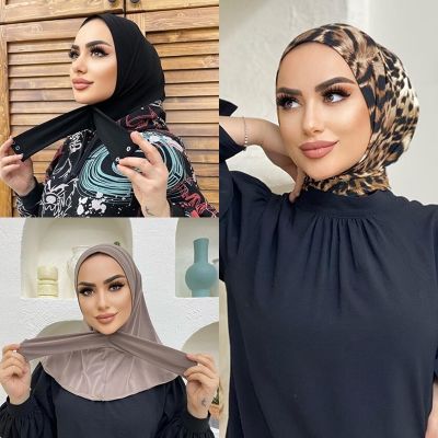 【CW】 Muslim Fashion Print Scarf Shawl Tie Abaya Turban Hat To Wear Inner Hijabs Bonnet Headband 2022 New