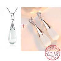 【CC】 925 Sterling Jewelry Sets Drop Necklace Earrings joyas de plata