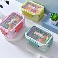 ❒✒ Portable Stainless Steel Lunch Box Double Layer Cartoon Food Container Box Microwave Bento Box for Kids Children Picnic School