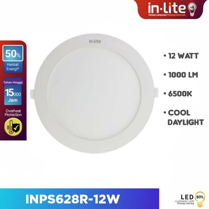 Lampu Panel 12w Downlight LED Inbow Inlite Bulat Putih 12 Watt In Lite ...