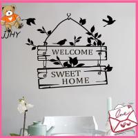 JJHY เครื่องประดับบ้านถอดได้ WELCOME SWEET Home Self-สติกเกอร์ติดผนัง PVC ศิลปะประดับผนังป้ายประตูสติกเกอร์วอลล์เปเปอร์ติดผนัง