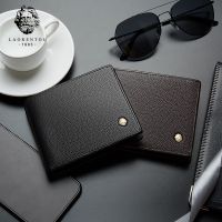 LAORENTOU Men 39;s Card Wallets Genuine Cow Leather Credit Card Holders Standard Short Coin Pocket Casual Multi-function Card Purse