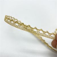 2yards 9mm Gold Cotton Lace Ribbon For Apparel Sewing Fabric Trim Cotton Crocheted Lace Fabric Ribbon Handmade Accessories Fabric  Material