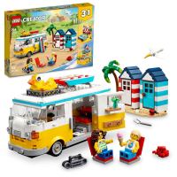 LEGO Creator – camping-car 3 en 1 pour enfants, camping-car de plage, camping-car, ensemble de construction, maison dété, magasin de glaces, vacances dété, jouet de surfeur, cadeau pour enfants, 31138