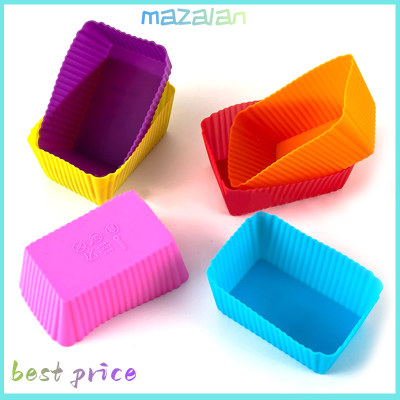 mazalan 6ชิ้นแม่พิมพ์เค้กซิลิโคนทรงสี่เหลี่ยมแม่พิมพ์เค้กมัฟฟินแบบนิ่มซับคัพเค้กแม่พิมพ์ขนมแม่พิมพ์ขนมอุปกรณ์อบจานอบ