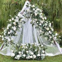 hot【cw】 50/100CM Wedding Wall Arrangement Supplies Silk Peonies Artificial Floral Row Marriage Iron Arch Backdrop