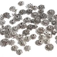 50-100pcs Tibetan Antique Silver Color Flower Bead End Caps For Jewelry Making Findings Needlework DIY Accessories Wholesale