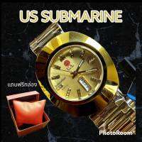 US SUBMARINE รุ่น SUB-111MDนาฬิกาผู้ชาย นาฬิกาข้อมือระบบควอทซ์ STANLESS STEELแสดงวันที่ กันน้ำ100% สี(gold)