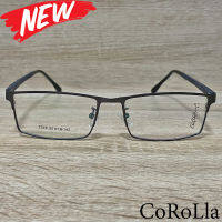 กรอบแว่นตา สำหรับตัดเลนส์ แว่นสายตา แว่นตา Fashion รุ่น Corolla 1319 C-3 สีเทา กรอบเต็ม ทรงเหลี่ยม ขาข้อต่อ วัสดุ สแตนเลส สตีล