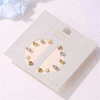 Fashion Small Fresh 6 Pairs Of Geometric Flowers Shell Combination Earrings Simple Wild Female Student Set Ear Jewelry